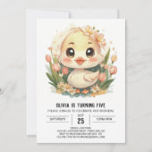 Invitation Canard rose moderne Anniversaire (Devant)