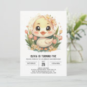 Invitation Canard rose moderne Anniversaire (Debout devant)