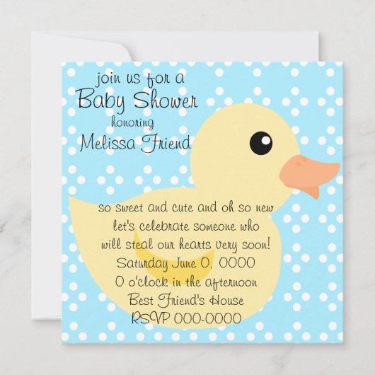 Invitation Canard tacheté en jaune (Devant)
