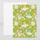 Invitation Canard vert mignon & motif sans couture de fleur d (Devant / Derrière)