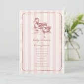 Invitation Canards Bois Doodland Baby shower rose (Debout devant)