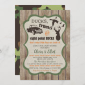 Invitation Canards, Camions et seaux à huit points Cerfs Bébé (Devant / Derrière)