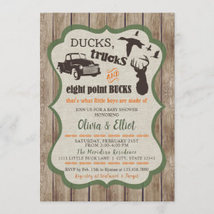 Invitation Canards, Camions et seaux à huit points Cerfs Bébé