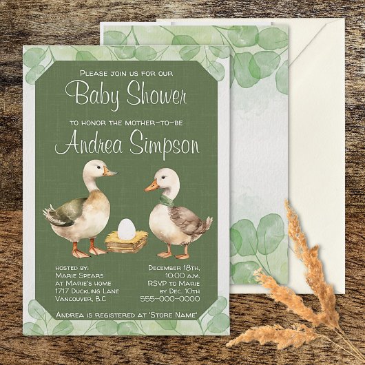 Invitation Canards écossais et Baby shower aux oeufs