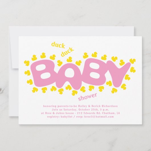 Invitation Canards en caoutchouc Canard Canard Baby shower In (Devant)