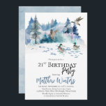 Invitation Canards Forêt forestière Nature 21e fête d'anniver<br><div class="desc">Scène de forêt boisée sur le thème de la nature avec fête des canards pour son "21e anniversaire". Conception composite par Holiday Hearts Designs.</div>