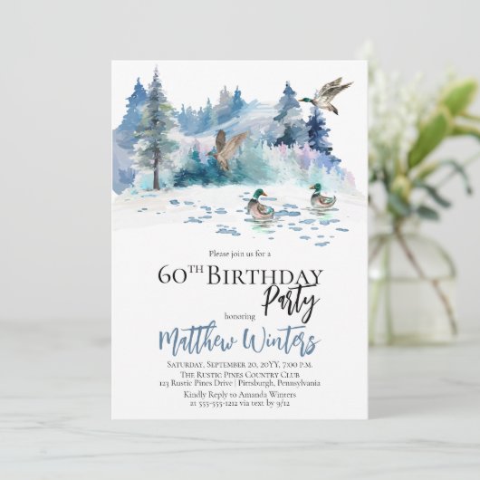 Invitation Canards Forêt forestière Nature 60e fête d'anniver (Debout devant)