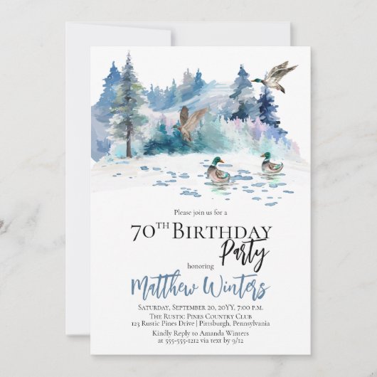 Invitation Canards Forêt forestière Nature 70e fête d'anniver (Devant)