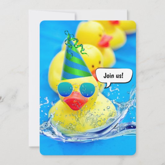 Invitation Canards Jaunes Pour Anniversaire Pool Party (Devant)