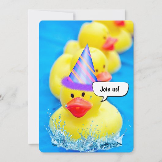 Invitation Canards Jaunes Pour Anniversaire Pool Party (Devant)