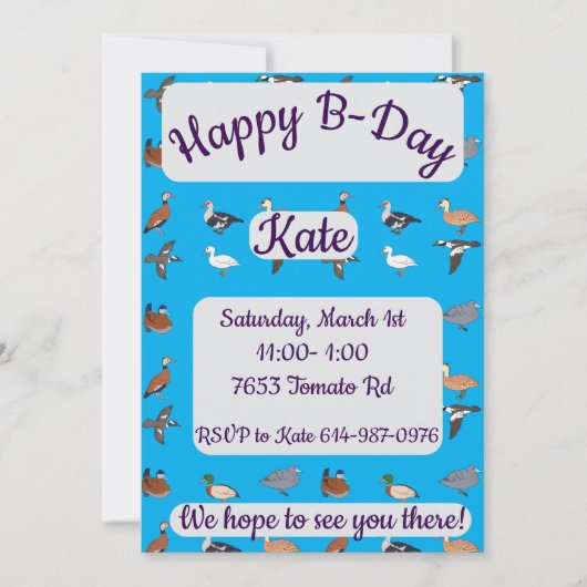 Invitation Canards Joyeux anniversaire (Devant)