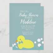 Invitation Canards modernes Baby shower chaud jaune Invitatio (Devant / Derrière)