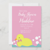 Invitation Canards modernes Baby shower fille rose jaune (Devant)