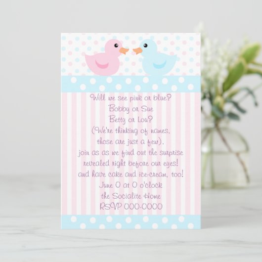 Invitation Canards roses et bleus (Debout devant)