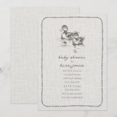 Invitation Canards rustiques Doodle Baby shower neutre (Devant / Derrière)