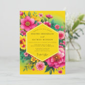 Invitation Canary Fuchsia Flora Wedding (Debout devant)