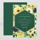 Invitation Canary Indigo Painterly Wedding (Devant / Derrière)