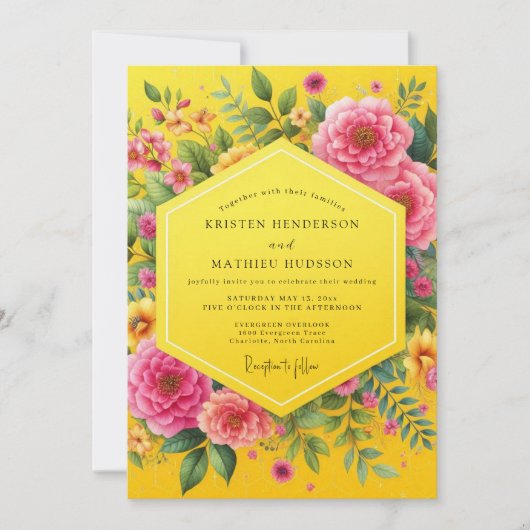 Invitation Canary Magenta Bold Wedding (Devant)