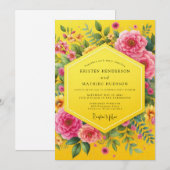 Invitation Canary Magenta Bold Wedding (Devant / Derrière)