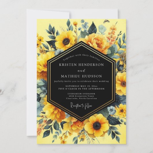 Invitation Canary Noir Artistic Wedding (Devant)