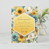 Invitation Canary Slate Luminous Bloom Wedding (Debout devant)
