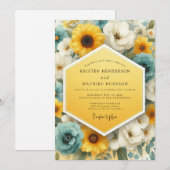 Invitation Canary Slate Luminous Bloom Wedding (Devant / Derrière)