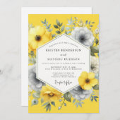Invitation Canary Slate Summer Flora Wedding (Devant / Derrière)