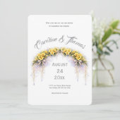 Invitation Canary Yellow Romantic Freesia Floral Wedding (Debout devant)