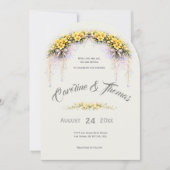 Invitation Canary Yellow Romantic Freesia Floral Wedding (Devant)