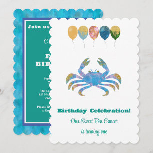 Invitation Cancer 1er Anniversaire Impressionniste Paillettes