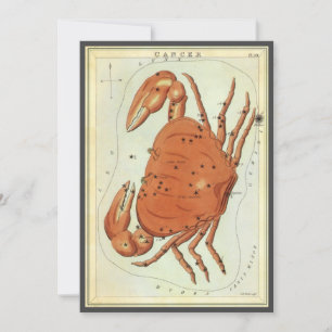 Invitation Cancer Crabe Constellation Vintage, Miroir d'Urani