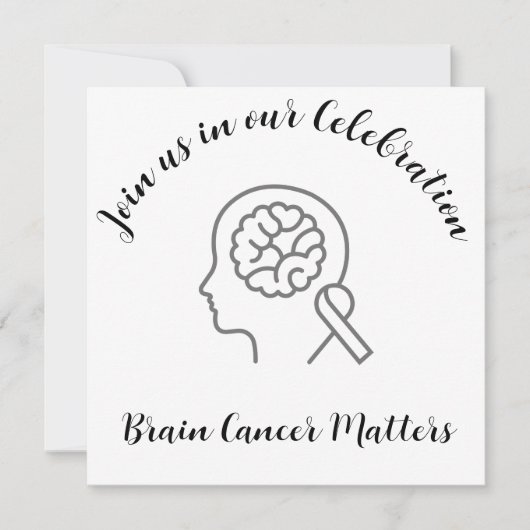 Invitation Cancer du cerveau Ruban gris Fin du traitement (Devant)