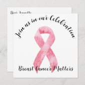 Invitation Cancer du sein Ruban rose Fin du parti Chemo (Devant / Derrière)