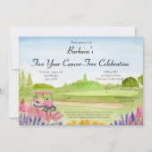 Invitation Cancer Free Celebration Pink Golf Cart Golf Course (Devant)