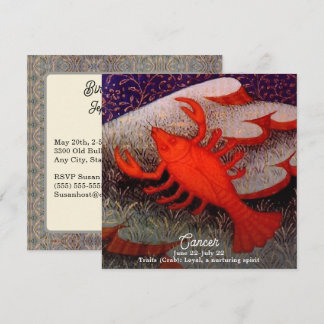 Invitation Cancer le crabe signe zodiaque fête d'anniversaire