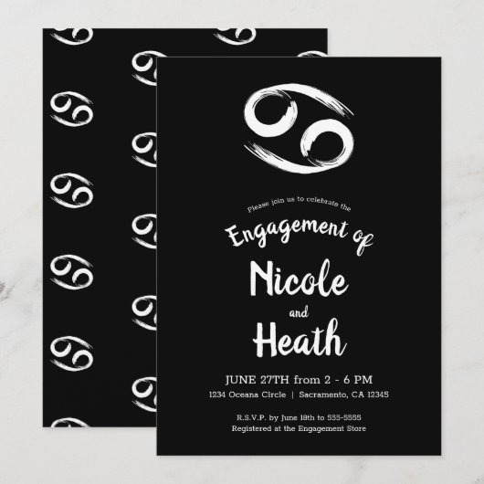 Invitation CANCER Zodiac Astrologie (Devant / Derrière)