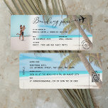 Invitation CANCUN Mexico Beach Boarding Pass QR Mariage photo<br><div class="desc">Vous recherchez l'invitation parfaite pour annoncer votre mariage de destination à Cancun, Mexique? Ne cherchez pas plus loin que notre magnifique invitation à la carte d'embarquement, avec une magnifique photo d'un couple heureux et une belle scène de plage avec un océan cristallin et des palmiers balançoires. Cette invitation est la...</div>