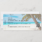 Invitation CANCUN Mexico Beach Boarding Pass QR Mariage photo (Dos)