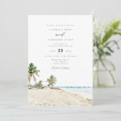 Invitation CANCUN Mexique Watercolor Beach Mariage (Debout devant)