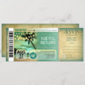 Invitation Cancun Twilight Beach Boarding Pass Mariage aqua (Devant / Derrière)