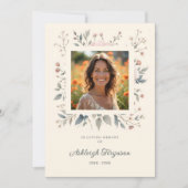 Invitation Candid Delicate Pastel Floral Frame Photo Funeral  (Devant)