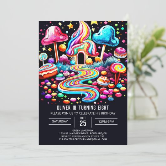 Invitation Candy Boho Printable Anniversaire (Debout devant)