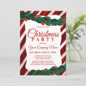 Invitation Candy Cane Berry Leaves Caporate Christmas Invita (Debout devant)