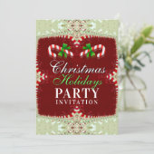 Invitation Candy Cane Christmas Holidays Party  (Debout devant)