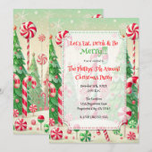 Invitation Candy Cane Hiver Forêt de menthe poivrée Noël (Devant / Derrière)