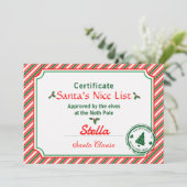 Invitation Candy Cane Santa's Nice List Certificate Christmas (Debout devant)