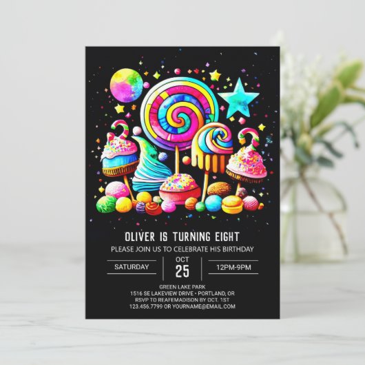 Invitation Candy Celebration Anniversaire (Debout devant)