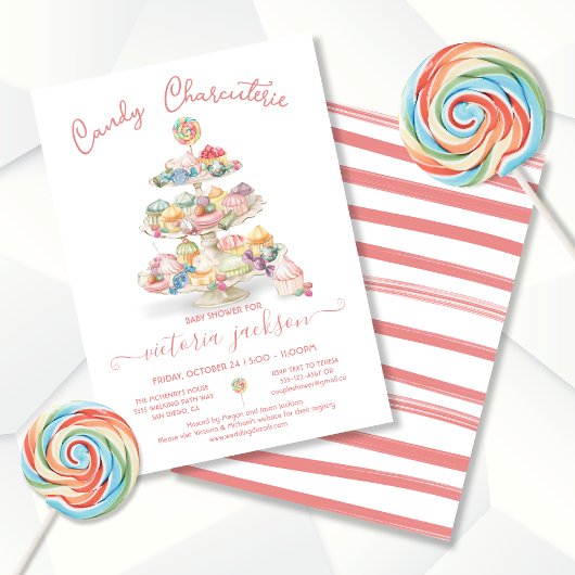 Invitation Candy Charcuterie Baby shower en plateau
