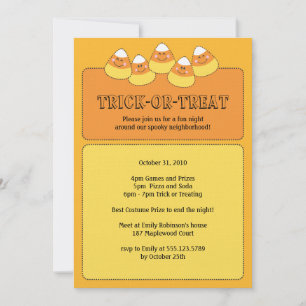 Invitation Candy Corn Trick ou Traiter la fête d'Halloween