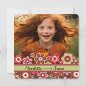 Invitation Candy Daisies Bloom Anniversaire de enfant Photo I (Dos)